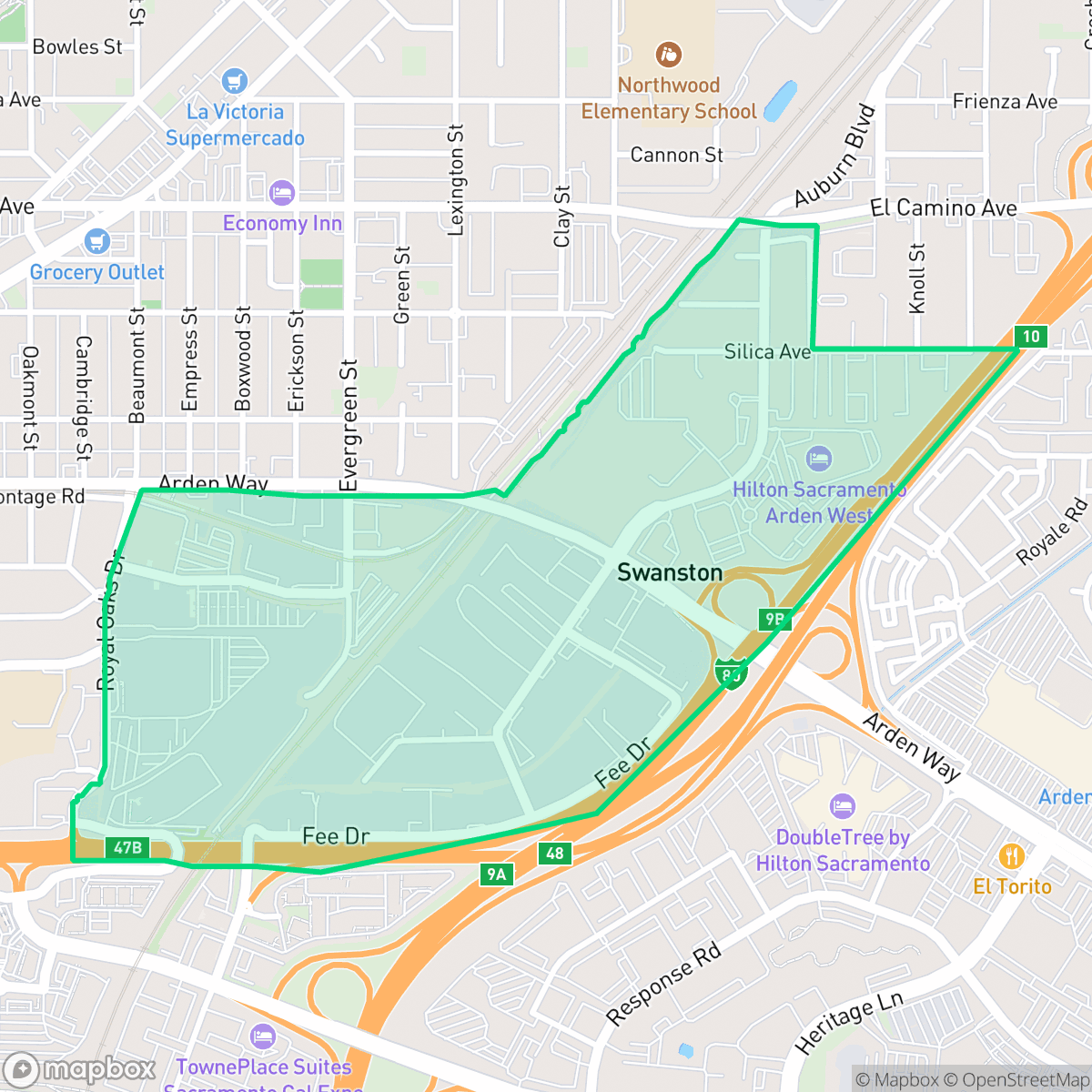 Map showing the location of Erikson Industrial Park, Sacramento, CA