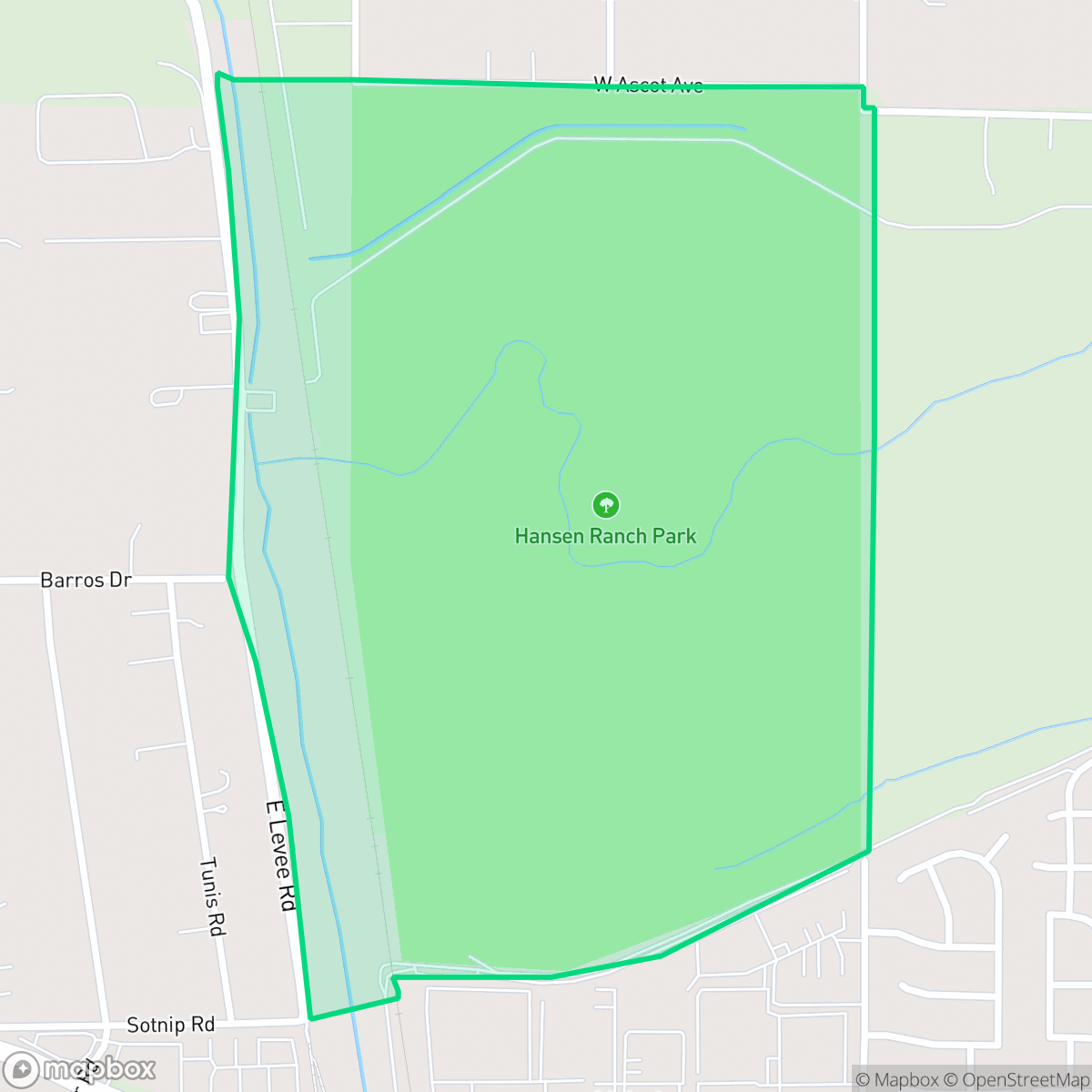 Map showing the location of Hansen Park Golf Course, Sacramento, CA
