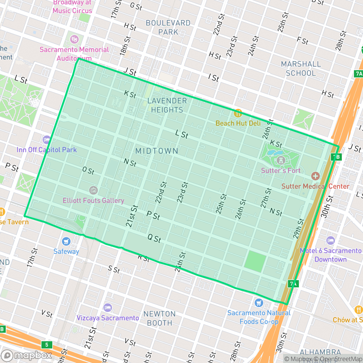Map showing the location of Midtown - Winn Park Capital Avenue, Sacramento, CA