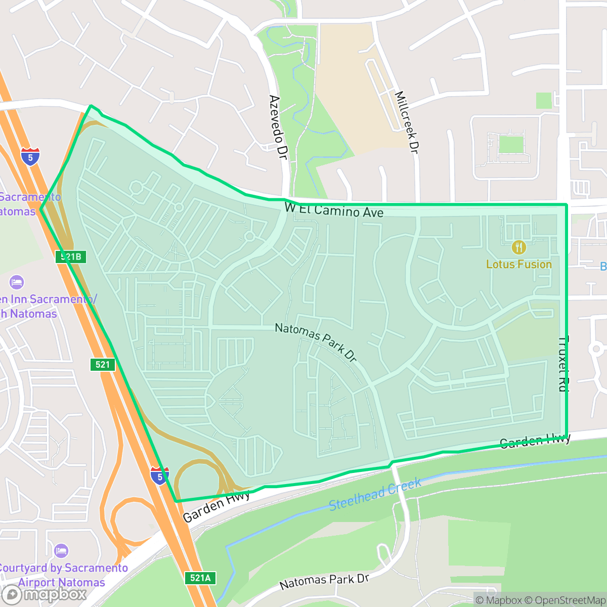 Map showing the location of Natomas Corporate Center, Sacramento, CA