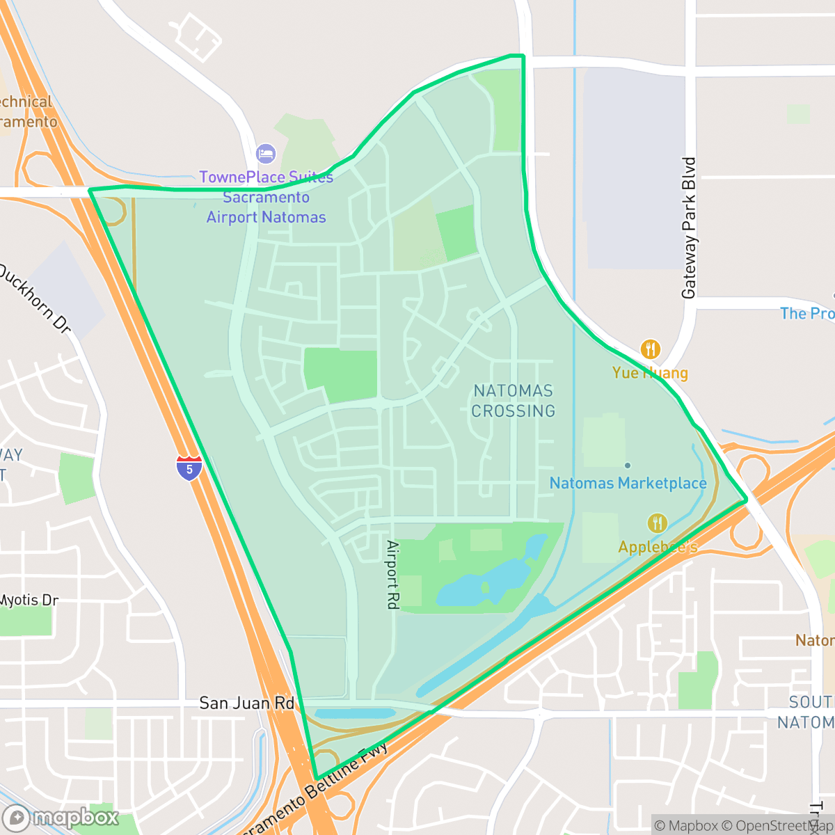 Map showing the location of Natomas Crossing, Sacramento, CA