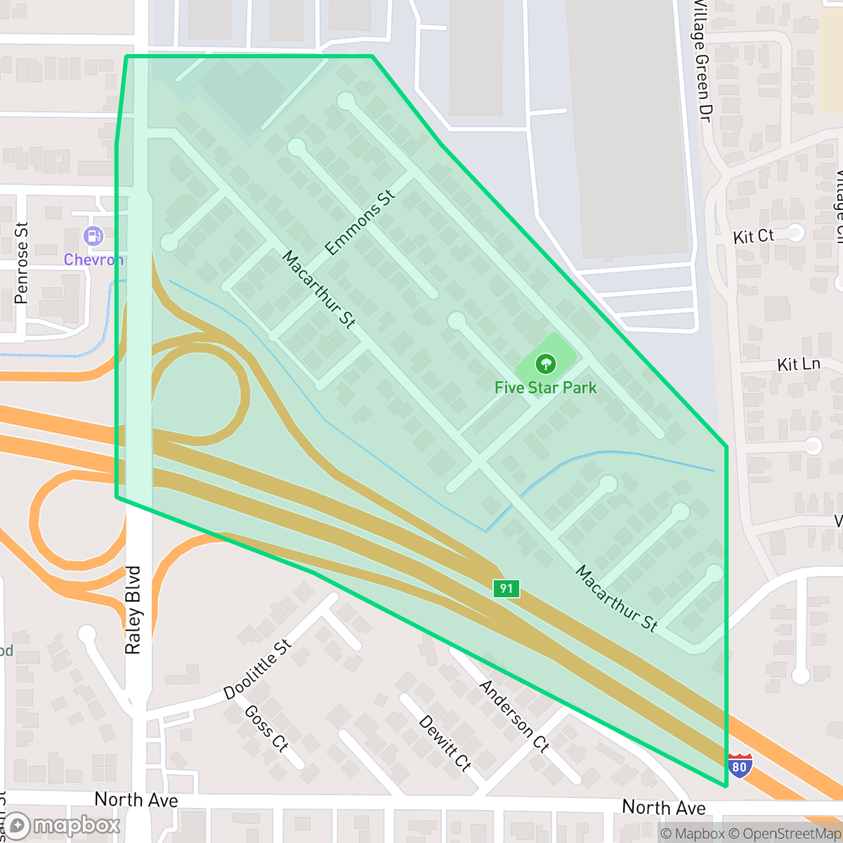 Map showing the location of Parker Homes, Sacramento, CA