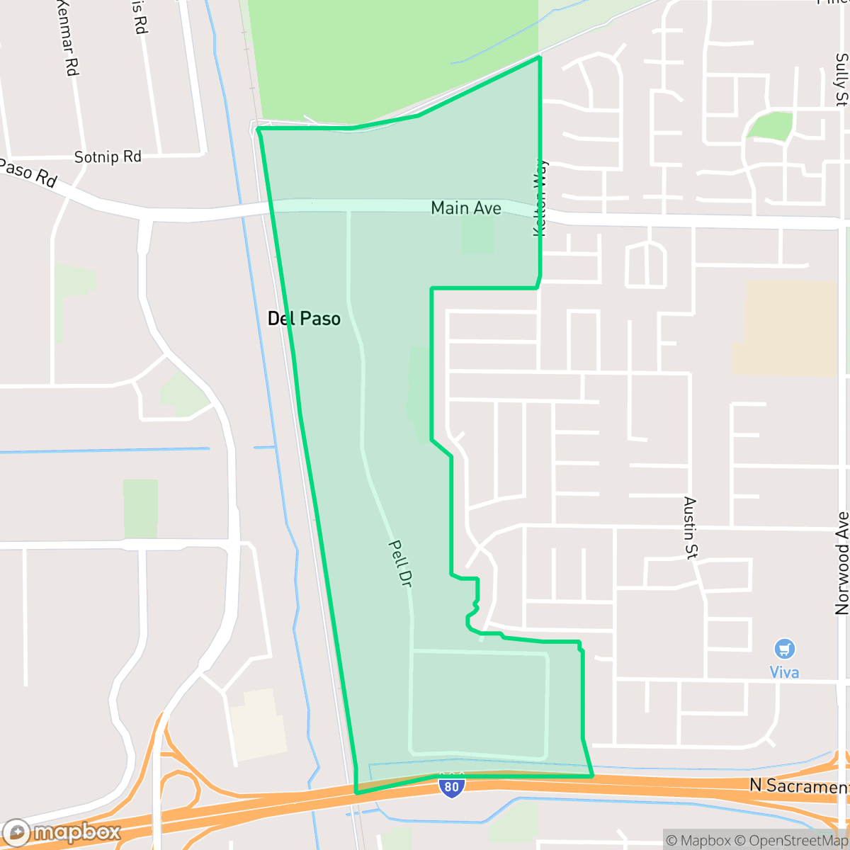 Map showing the location of Pell-Main Industrial Park, Sacramento, CA
