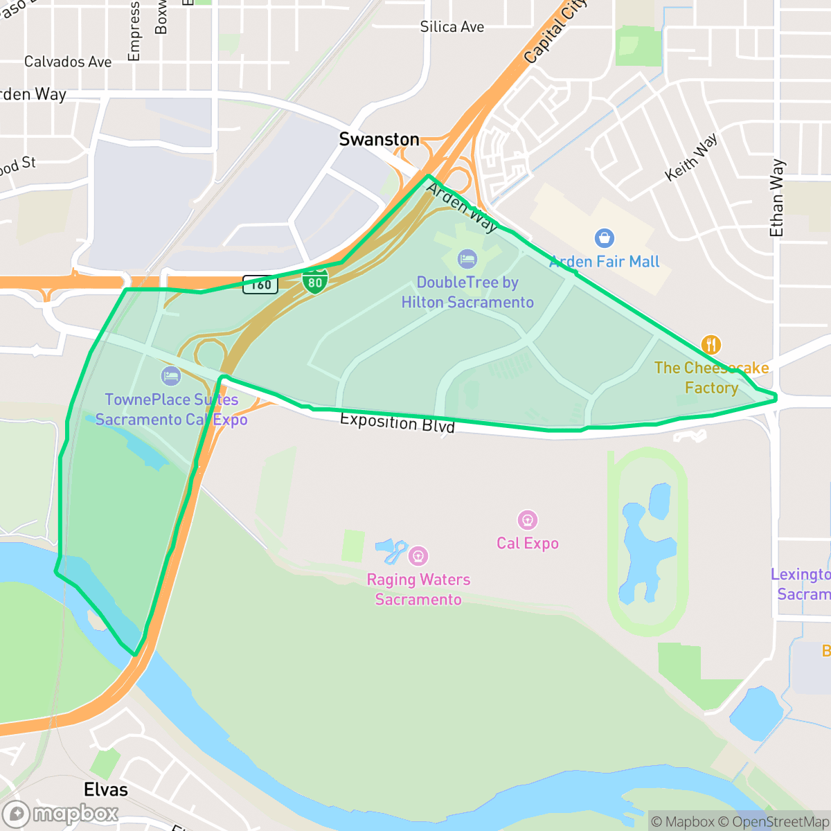 Map showing the location of Point West, Sacramento, CA