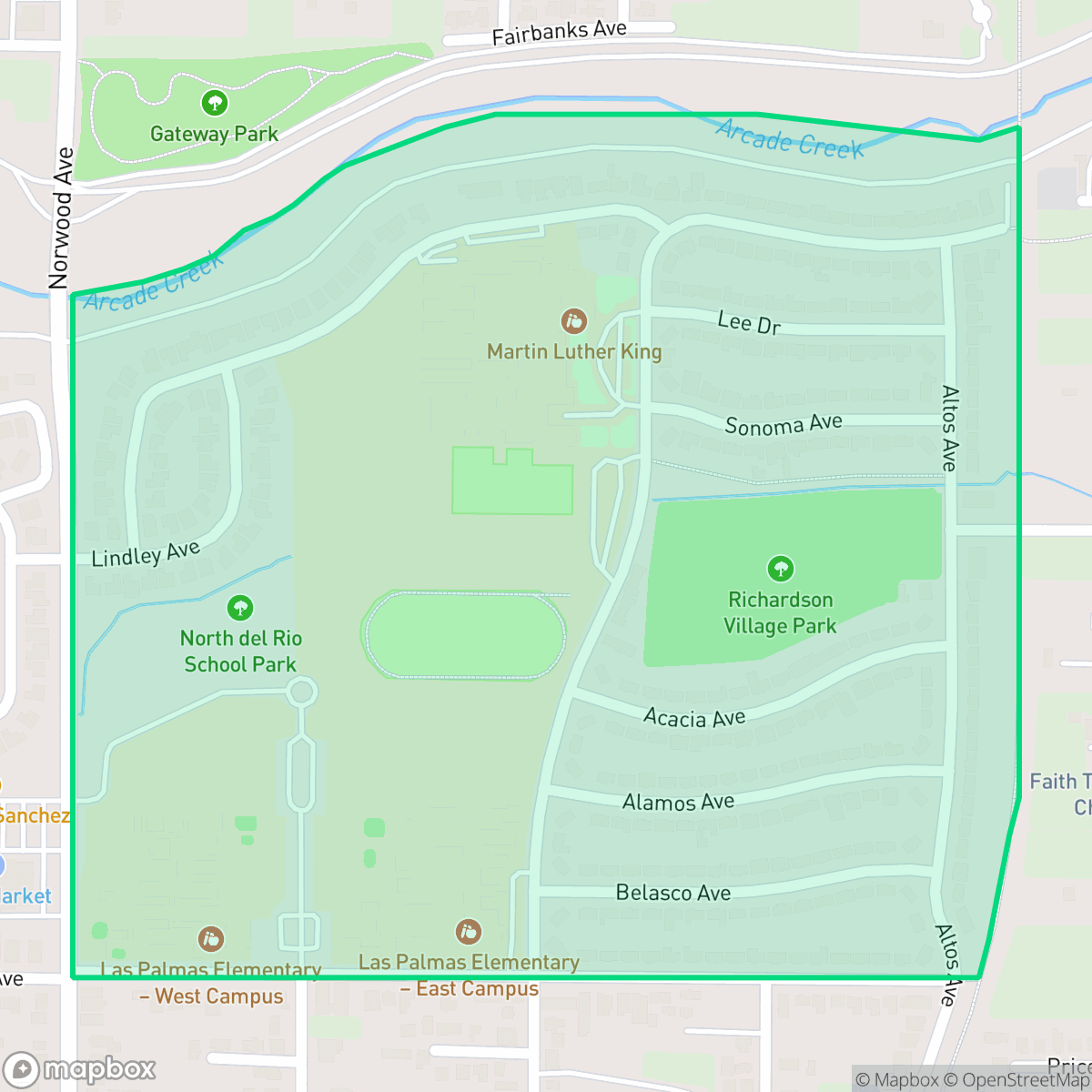 Map showing the location of Richardson Village, Sacramento, CA