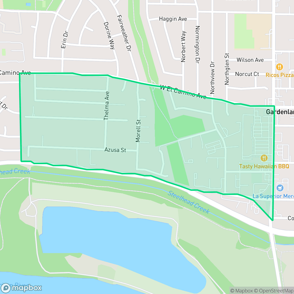 Map showing the location of River Gardens, Sacramento, CA