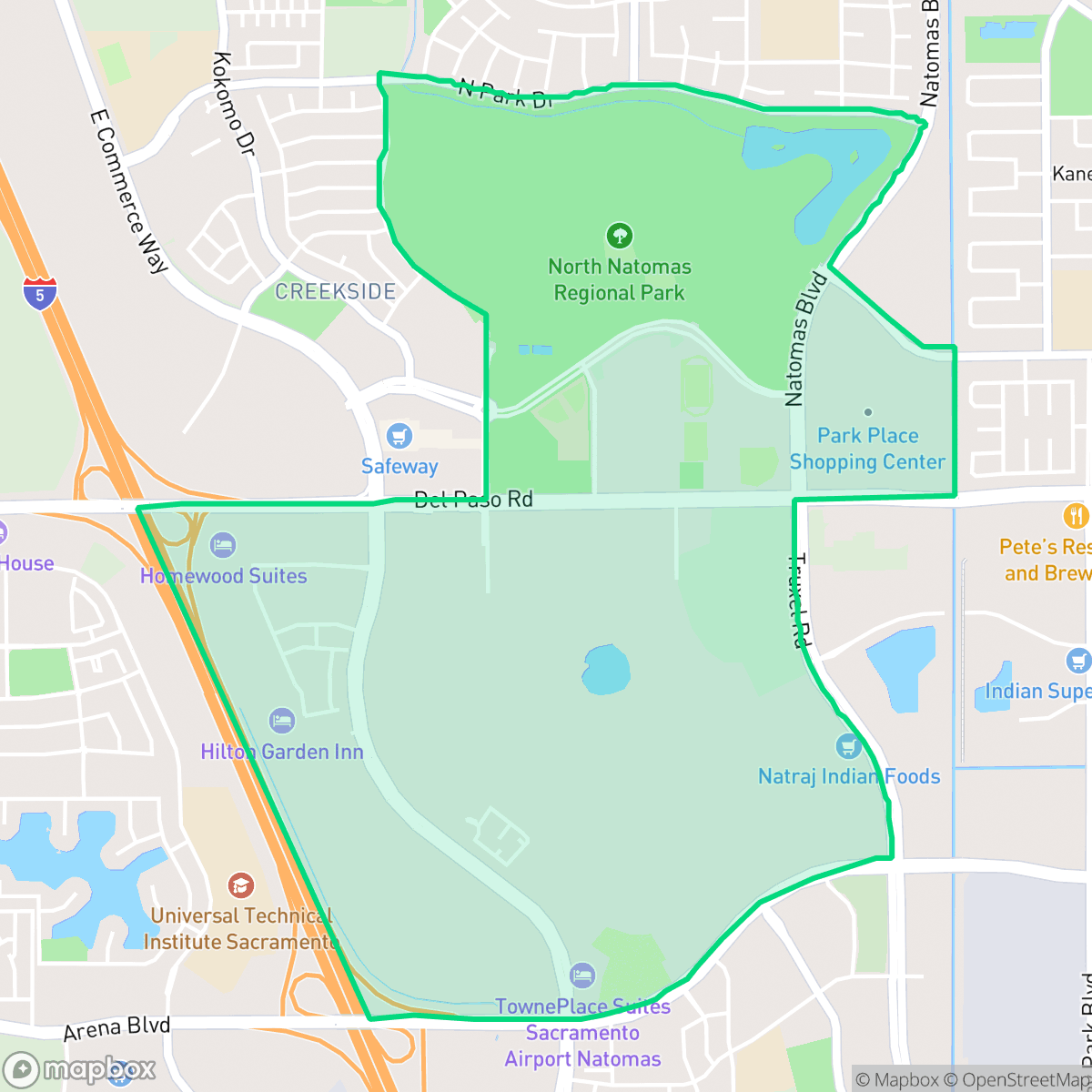 Map showing the location of RP Sports Complex, Sacramento, CA