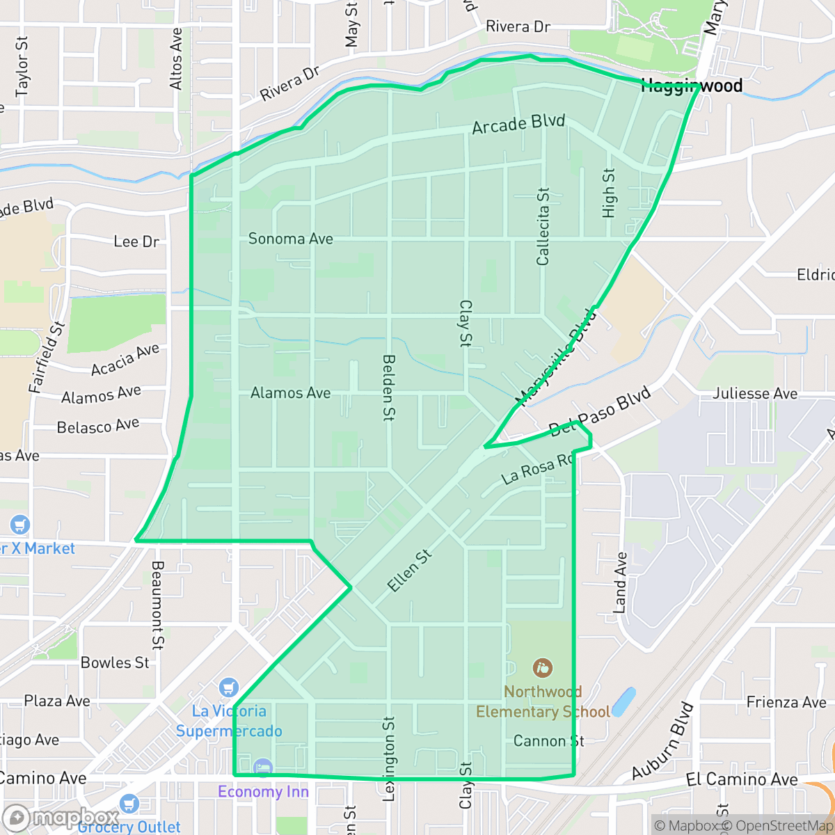 Map showing the location of South Hagginwood, Sacramento, CA