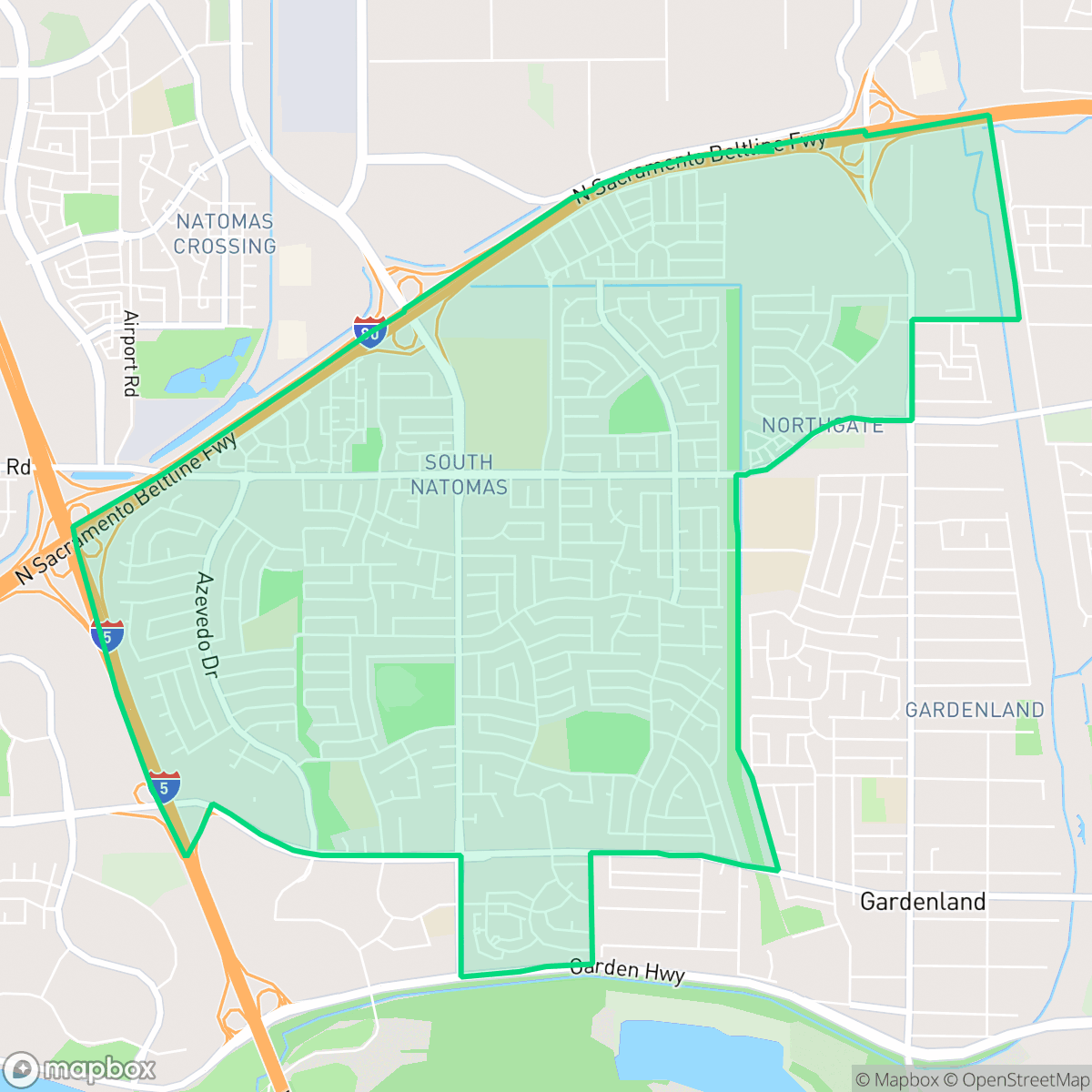 Map showing the location of South Natomas, Sacramento, CA