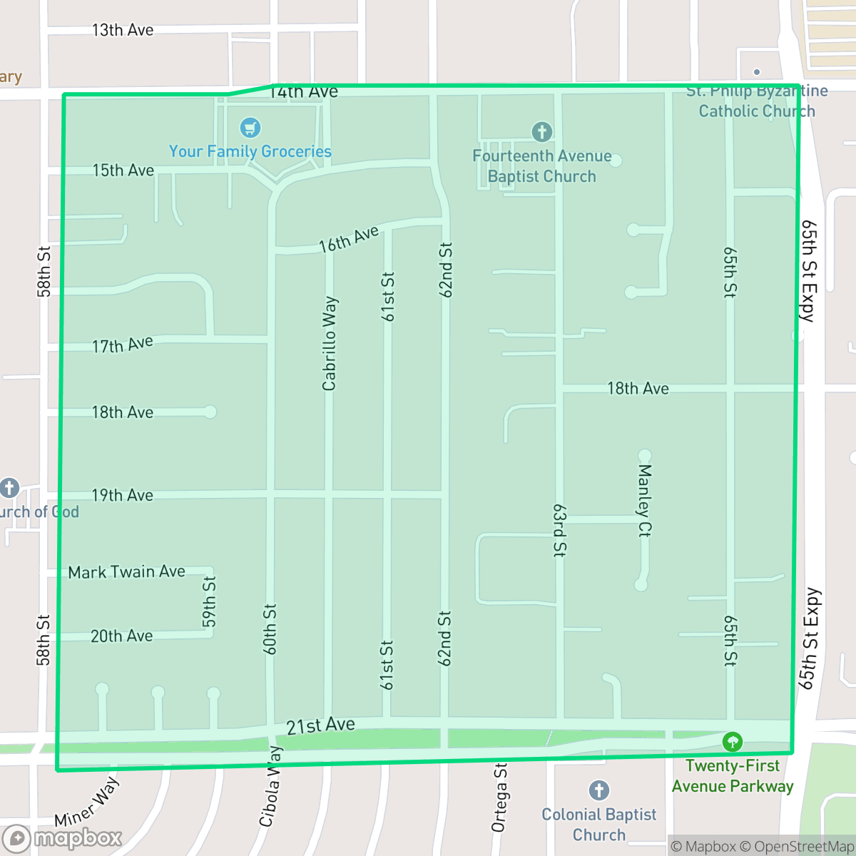 Map showing the location of Tahoe Park South, Sacramento, CA
