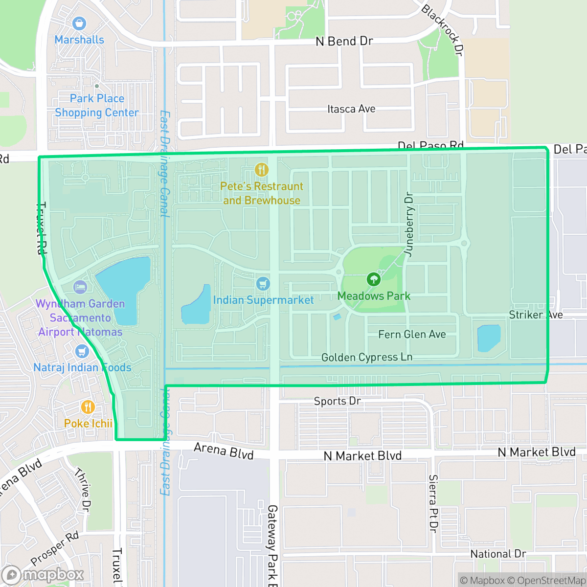 Map showing the location of Village 5, Sacramento, CA