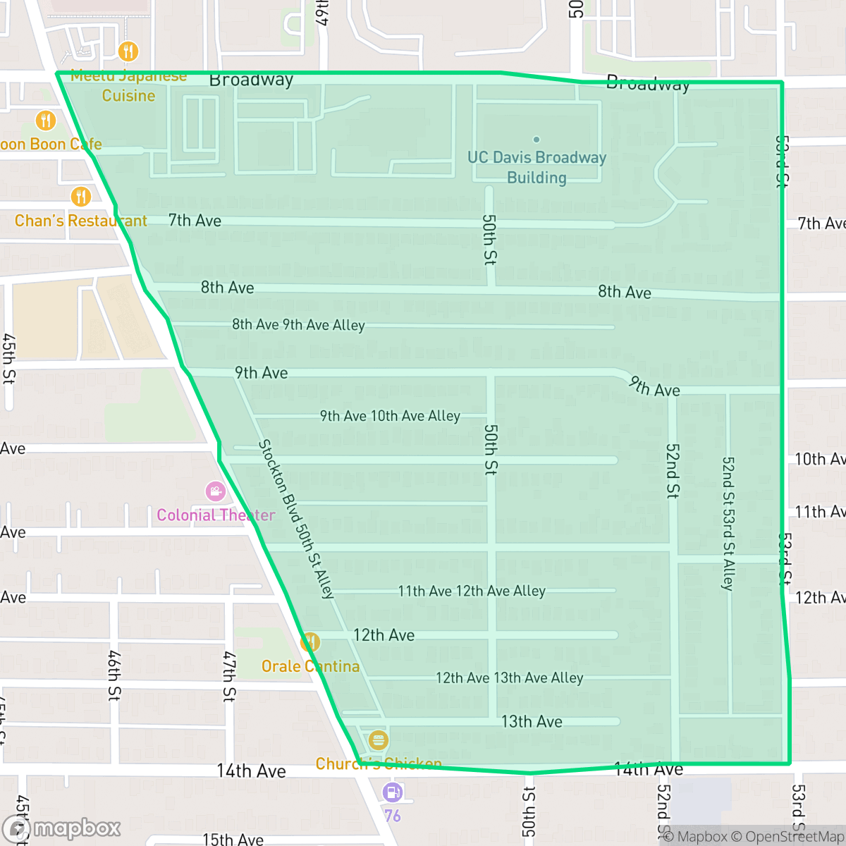 Map showing the location of West Tahoe Park, Sacramento, CA
