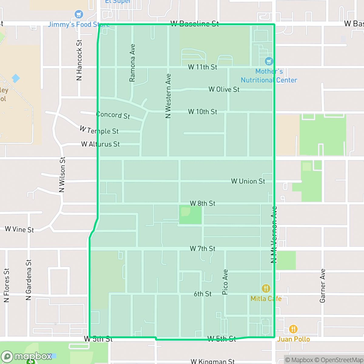 Map showing the location of Alessandro, San Bernardino, CA