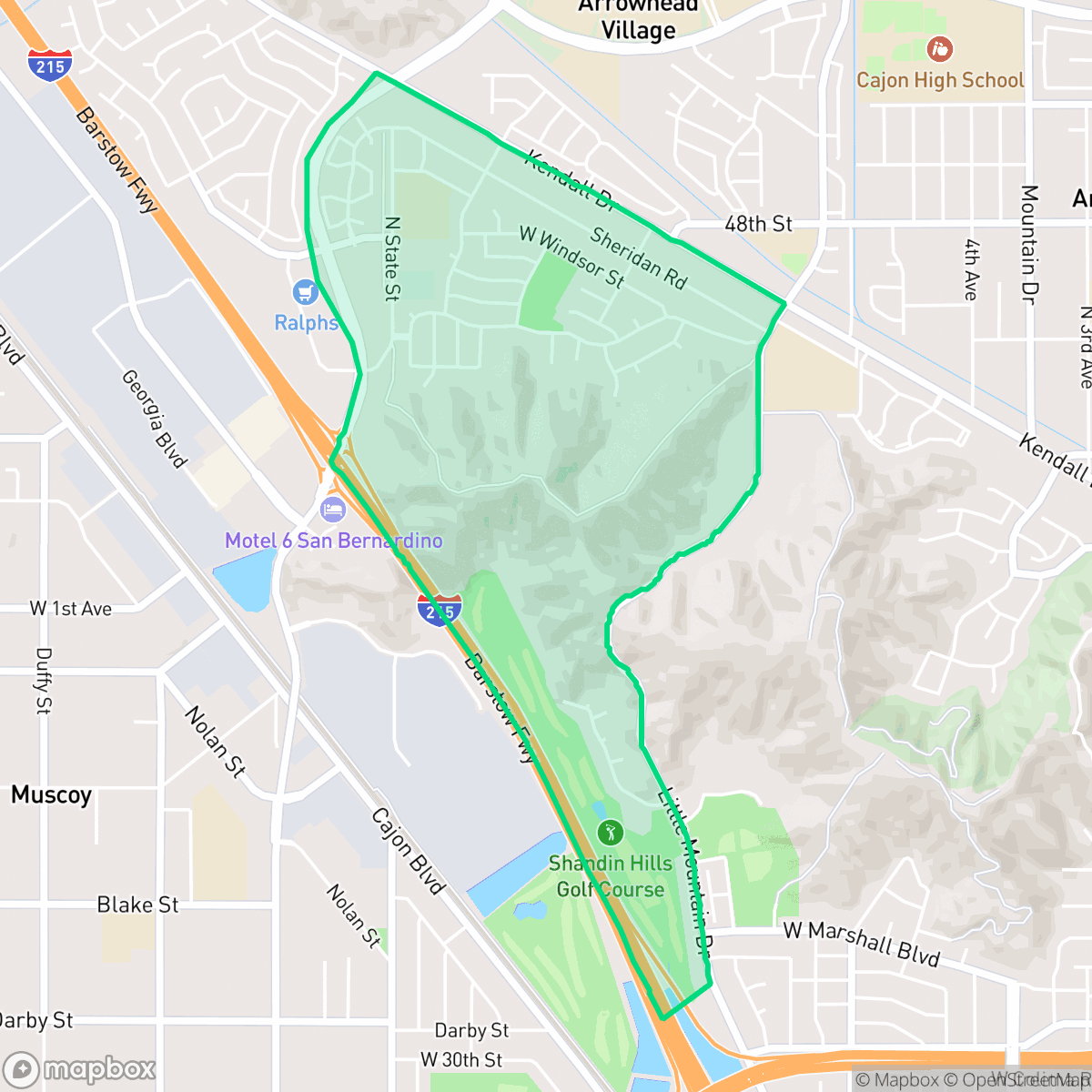 Map showing the location of Hudson, San Bernardino, CA
