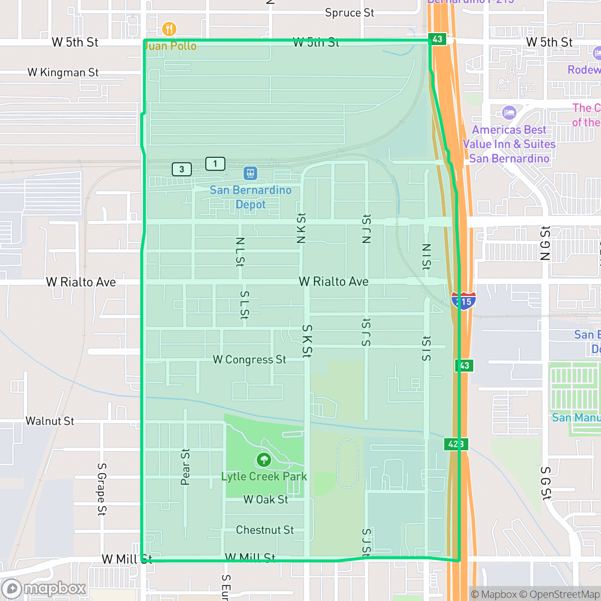Map showing the location of Lytle Creek, San Bernardino, CA