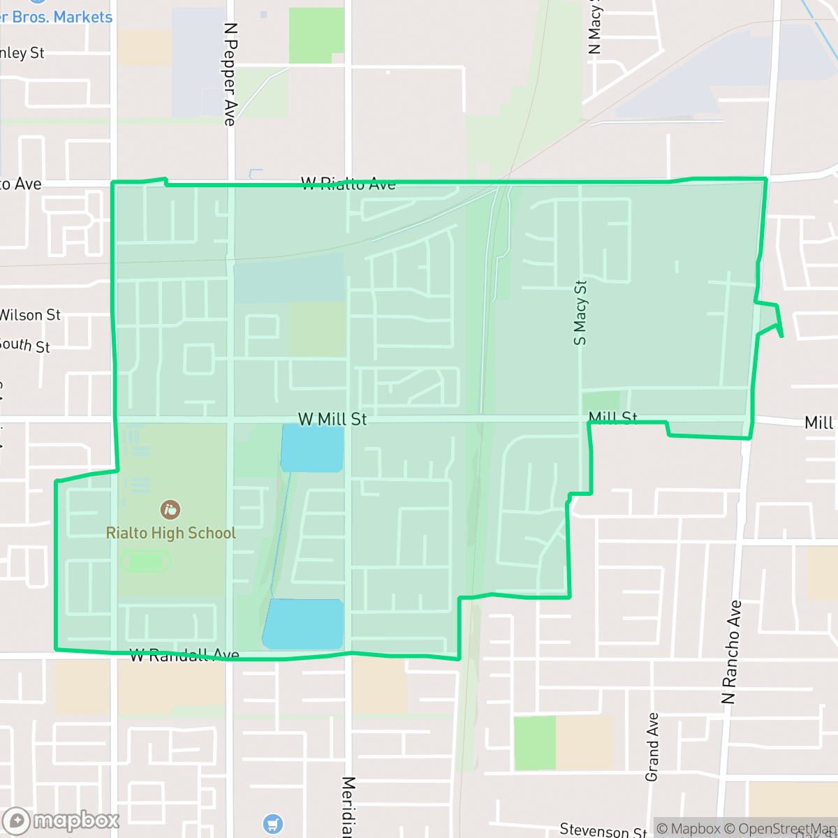 Map showing the location of Rancho West, San Bernardino, CA