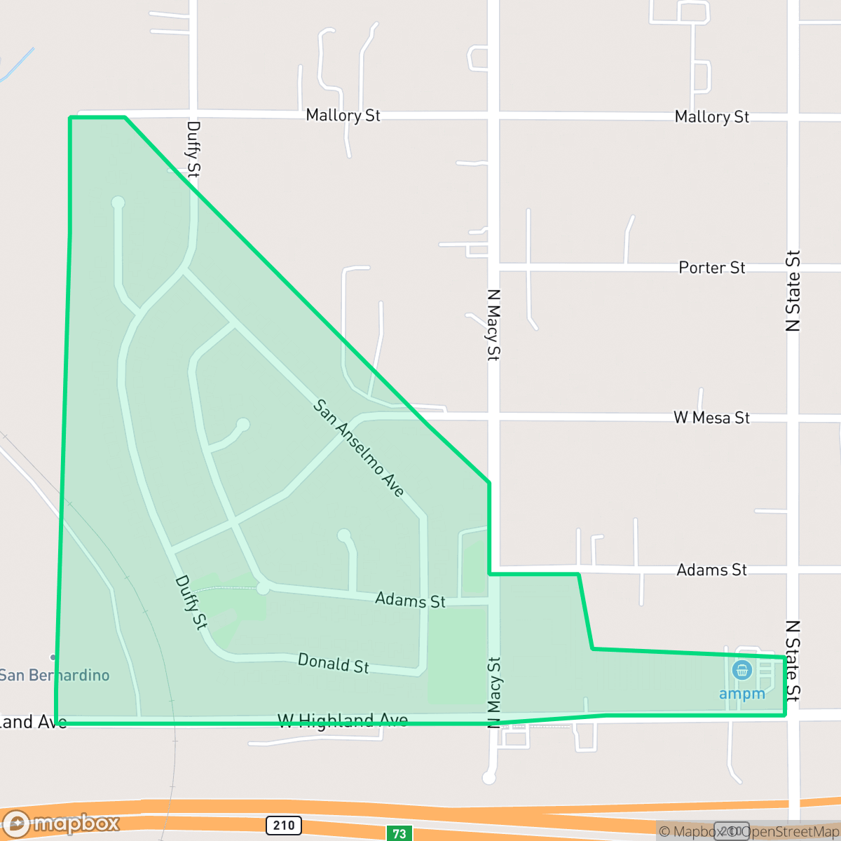 Map showing the location of San Anselmo, San Bernardino, CA