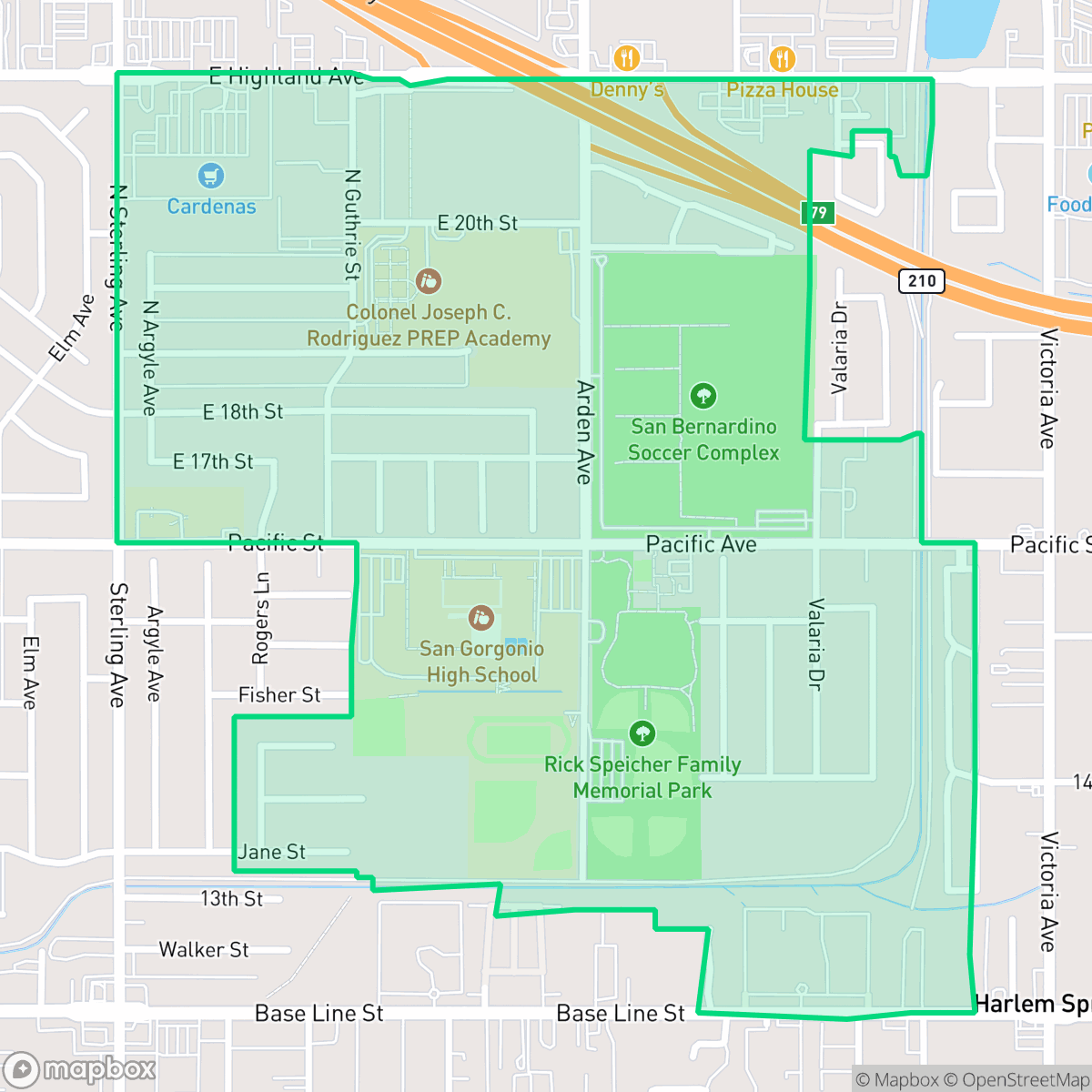 Map showing the location of San Gorgonio, San Bernardino, CA