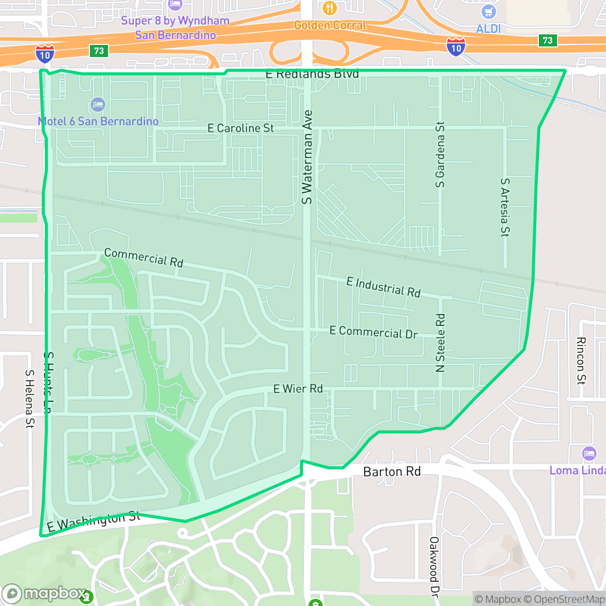 Map showing the location of South Pointe, San Bernardino, CA