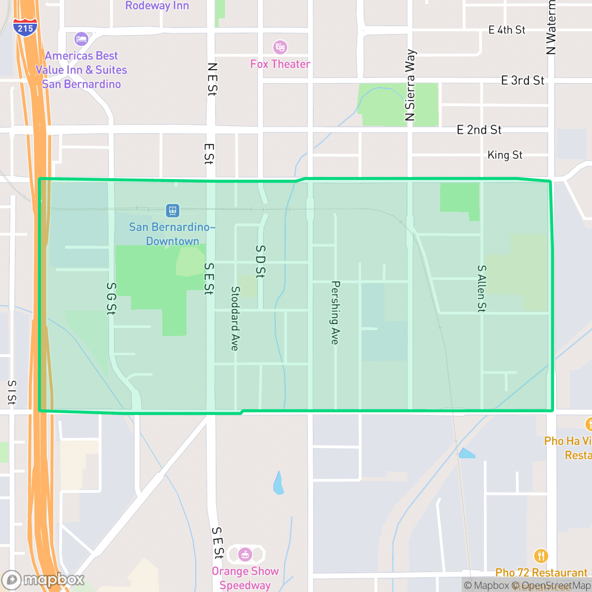 Map showing the location of Stadium West, San Bernardino, CA