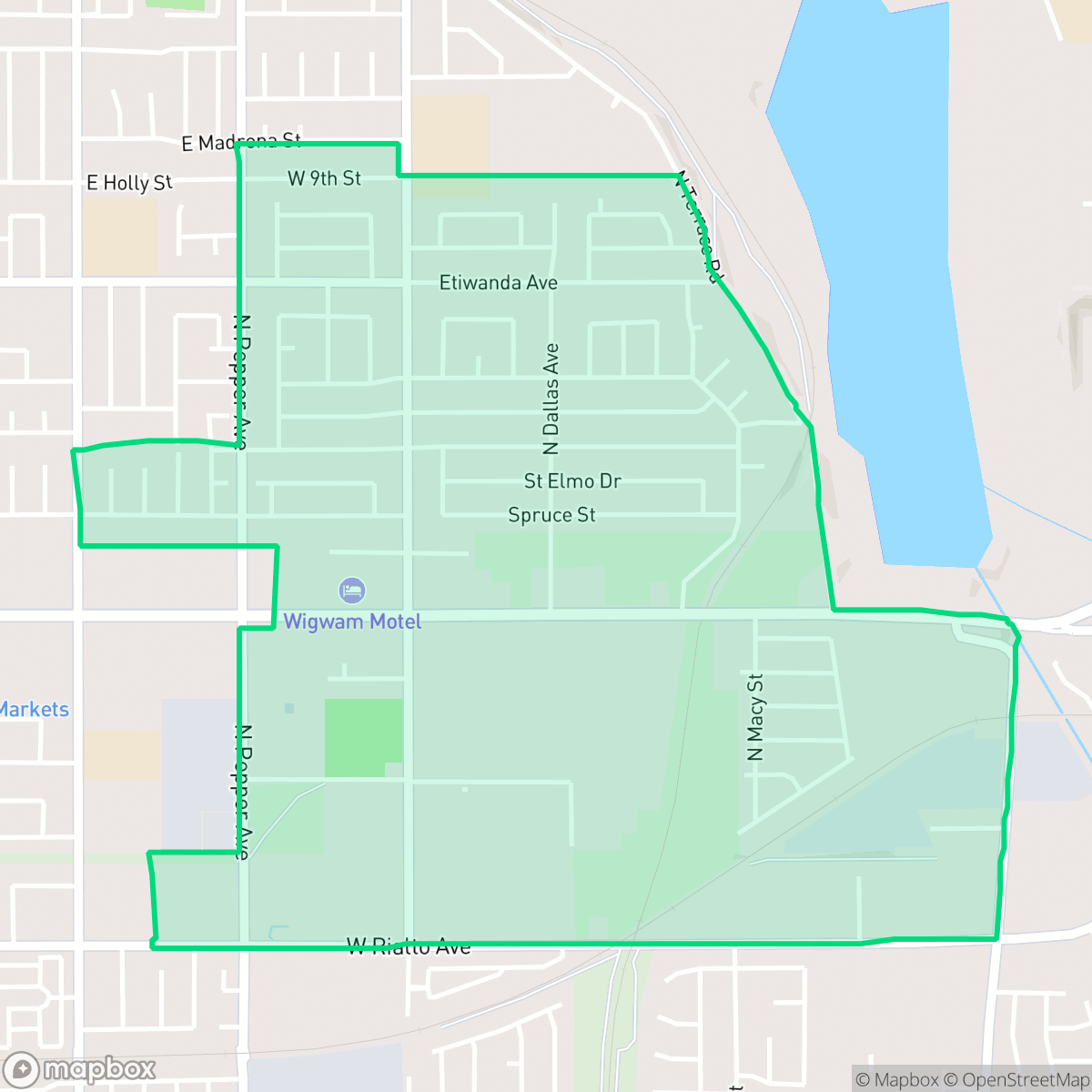 Map showing the location of Terrace, San Bernardino, CA