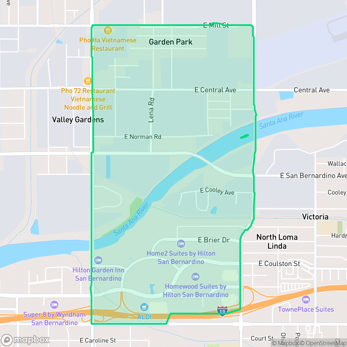 Map showing the location of Valley View, San Bernardino, CA