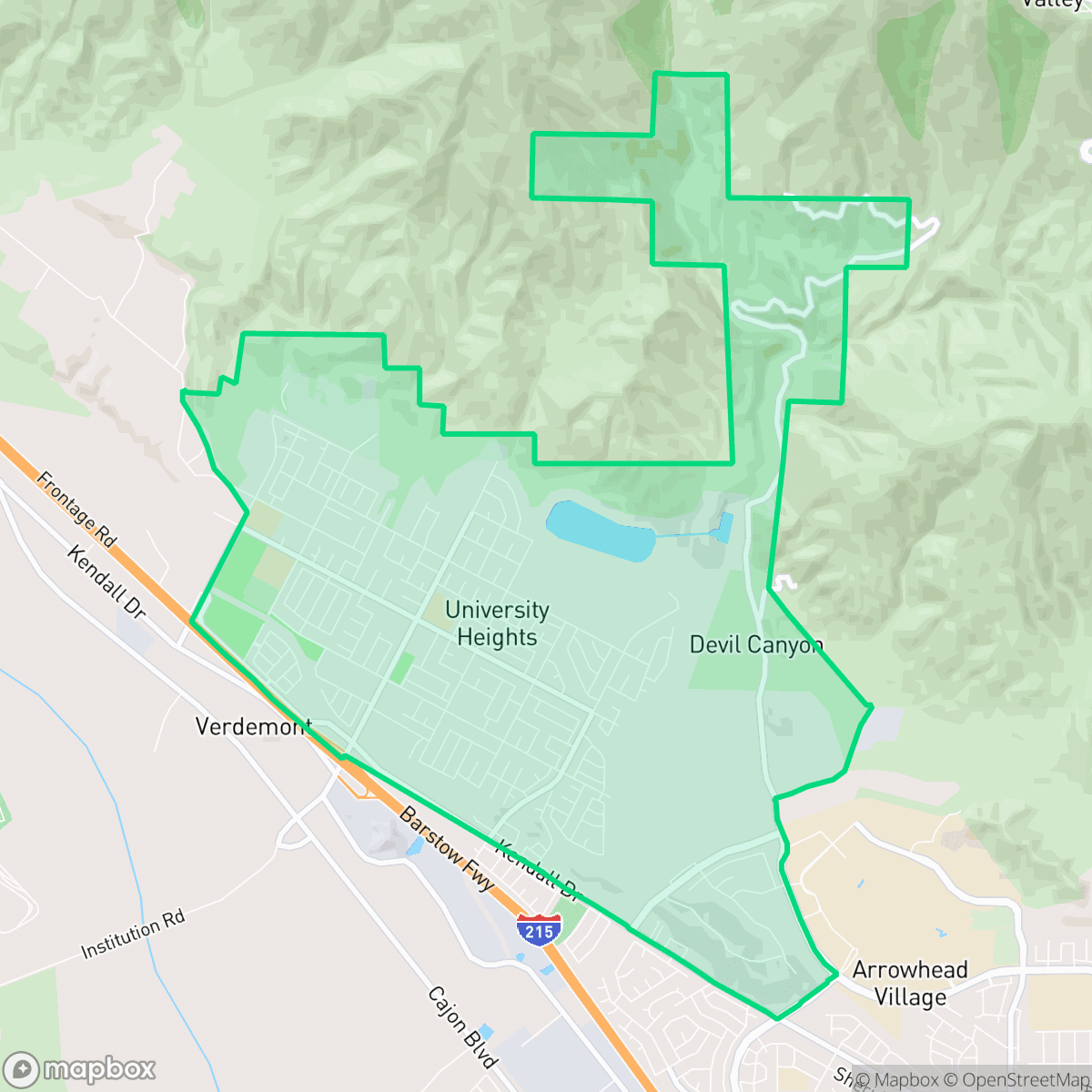 Map showing the location of Verdemont, San Bernardino, CA