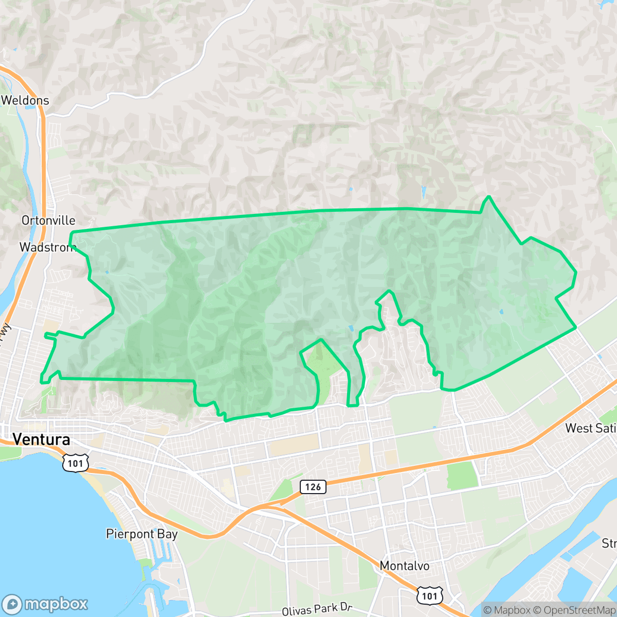 Map showing the location of Hillsides, San Buenaventura (Ventura), CA