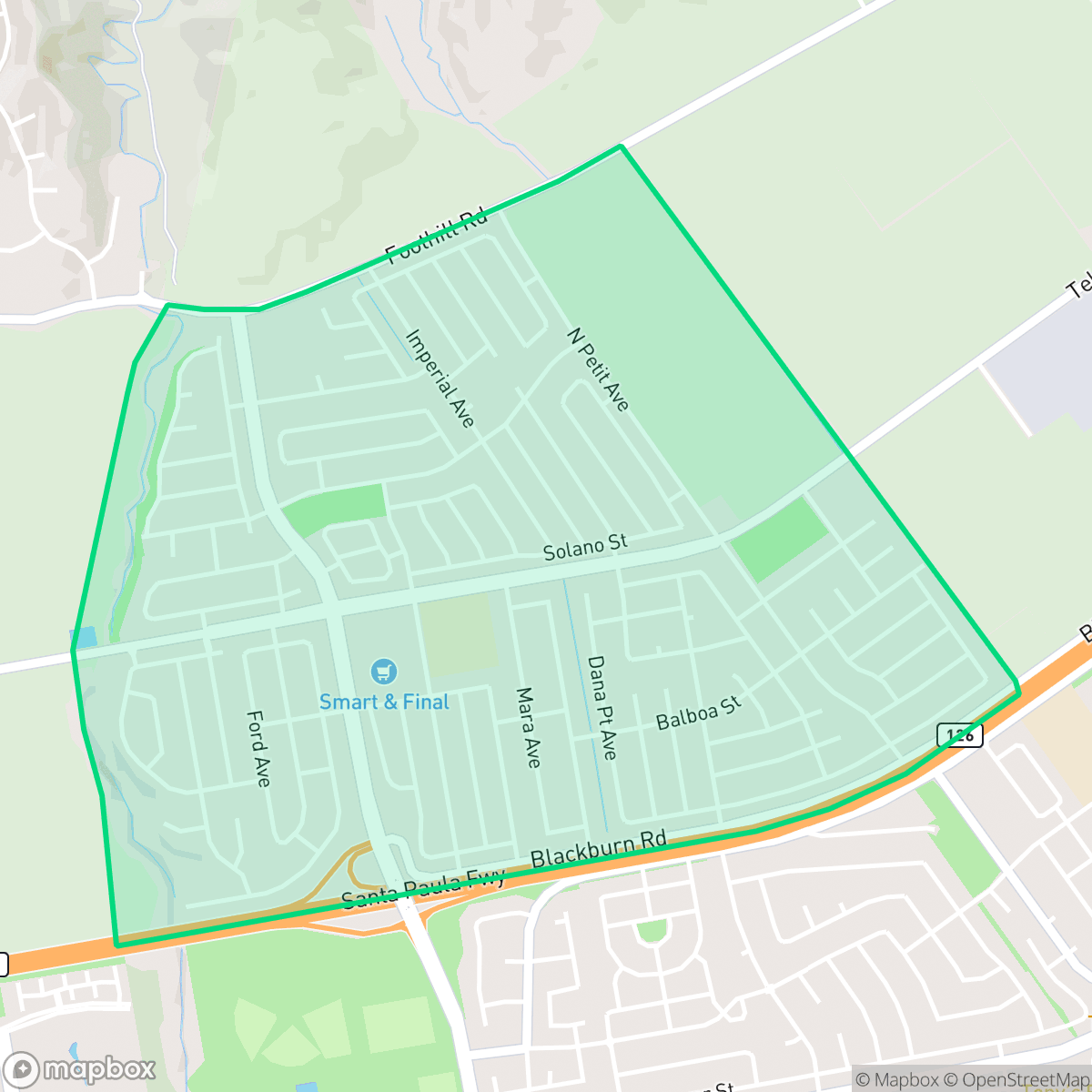 Map showing the location of Juanamaria, San Buenaventura (Ventura), CA