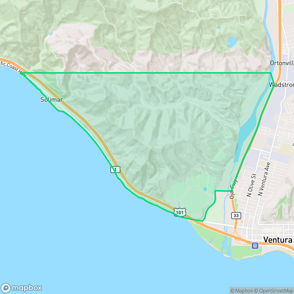 Map showing the location of Taylor Ranch, San Buenaventura (Ventura), CA