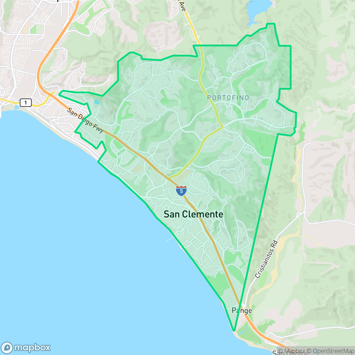 Map showing the location of San Clemente, CA — coverage area