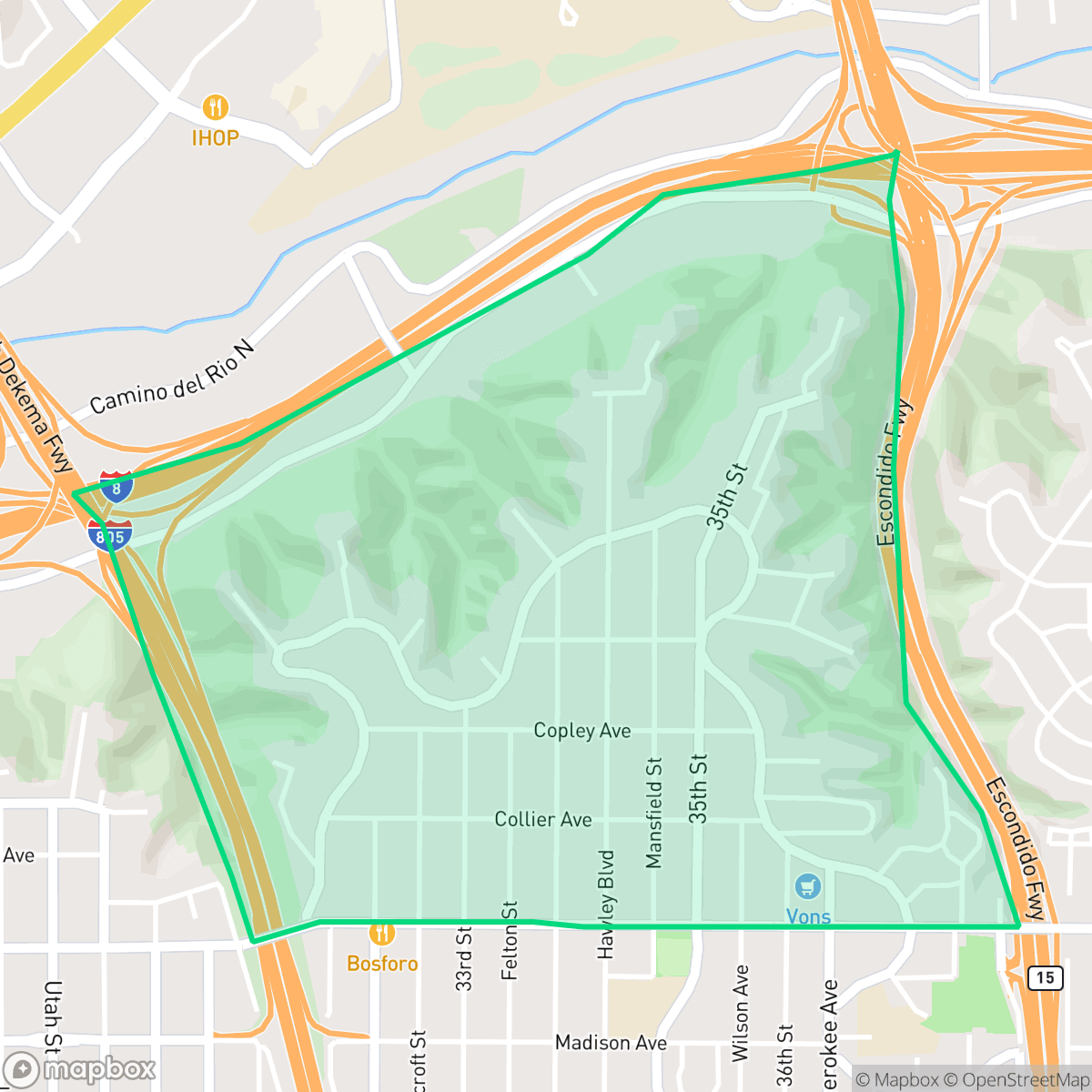 Map showing the location of Adams North, San Diego, CA