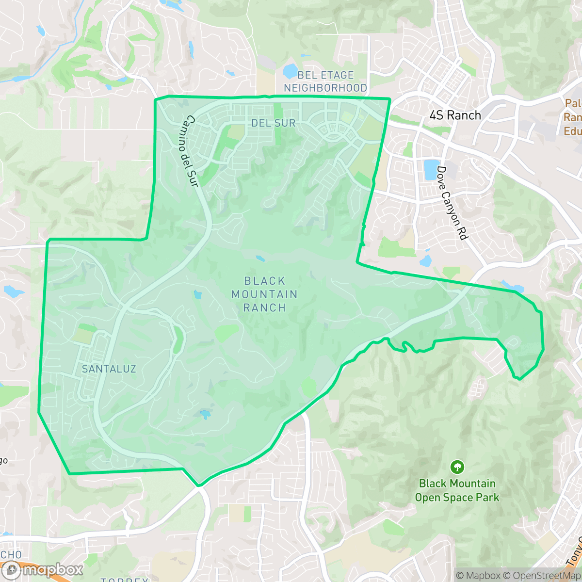 Map showing the location of Black Mountain Ranch, San Diego, CA