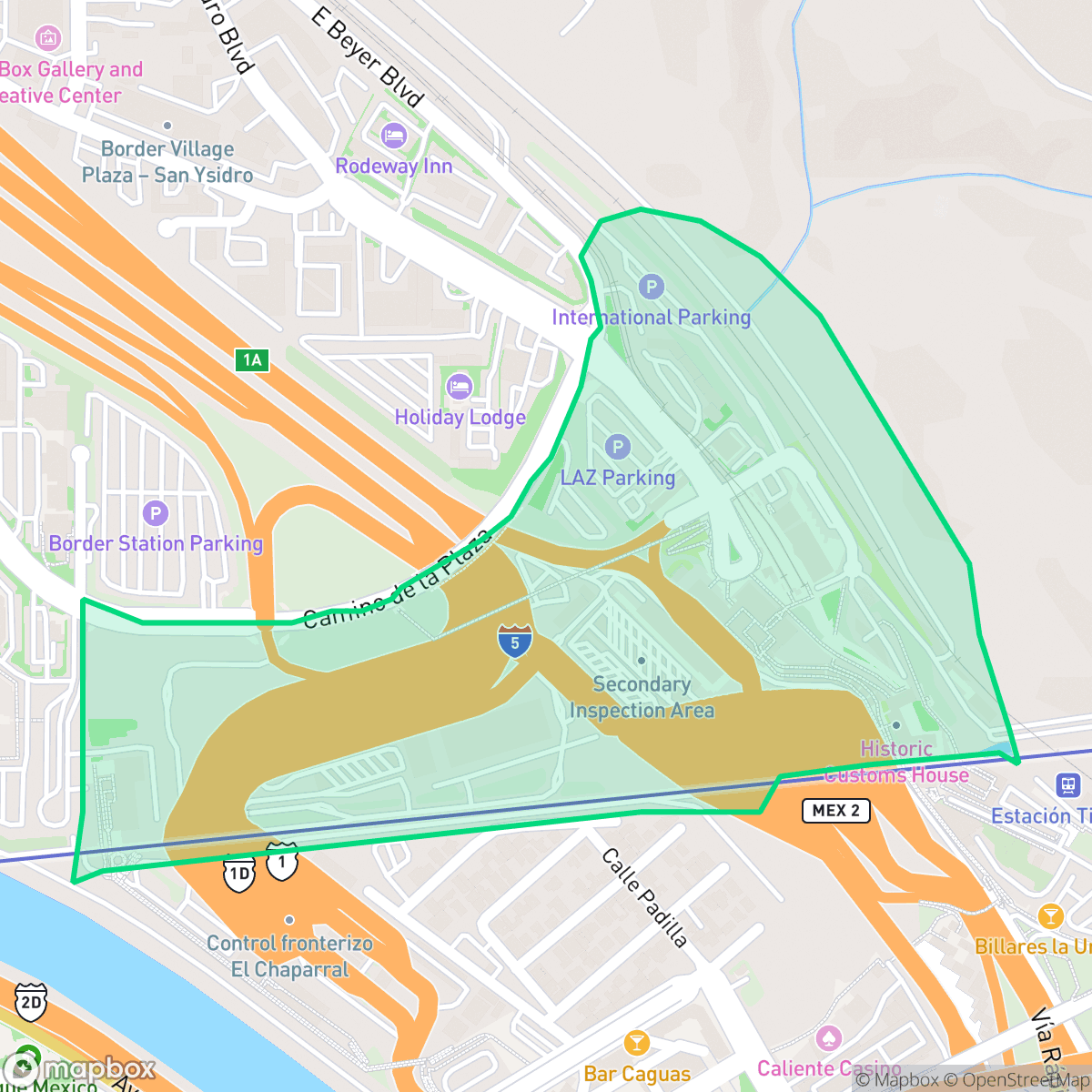 Map showing the location of Border, San Diego, CA
