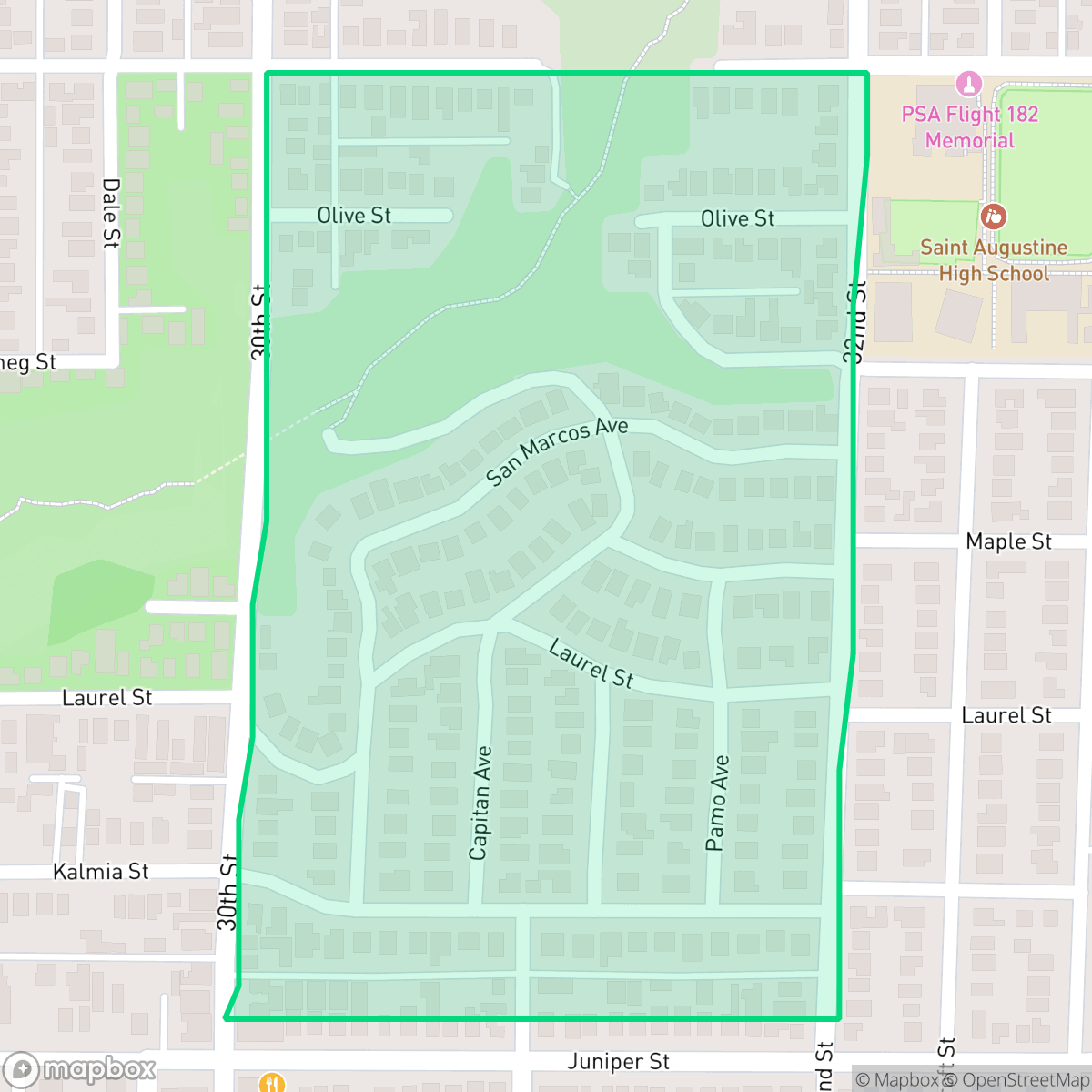 Map showing the location of Burlingame, San Diego, CA