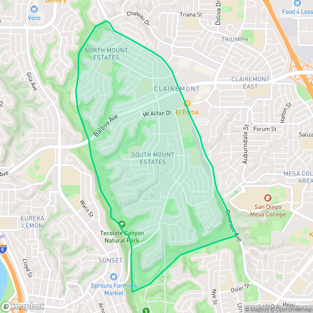Map showing the location of Clairemont Mesa West, San Diego, CA