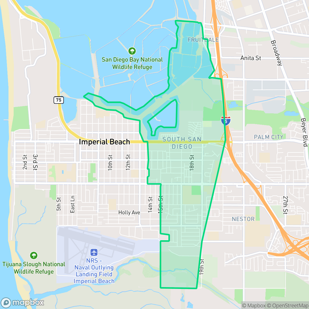 Map showing the location of Egger Highlands, San Diego, CA