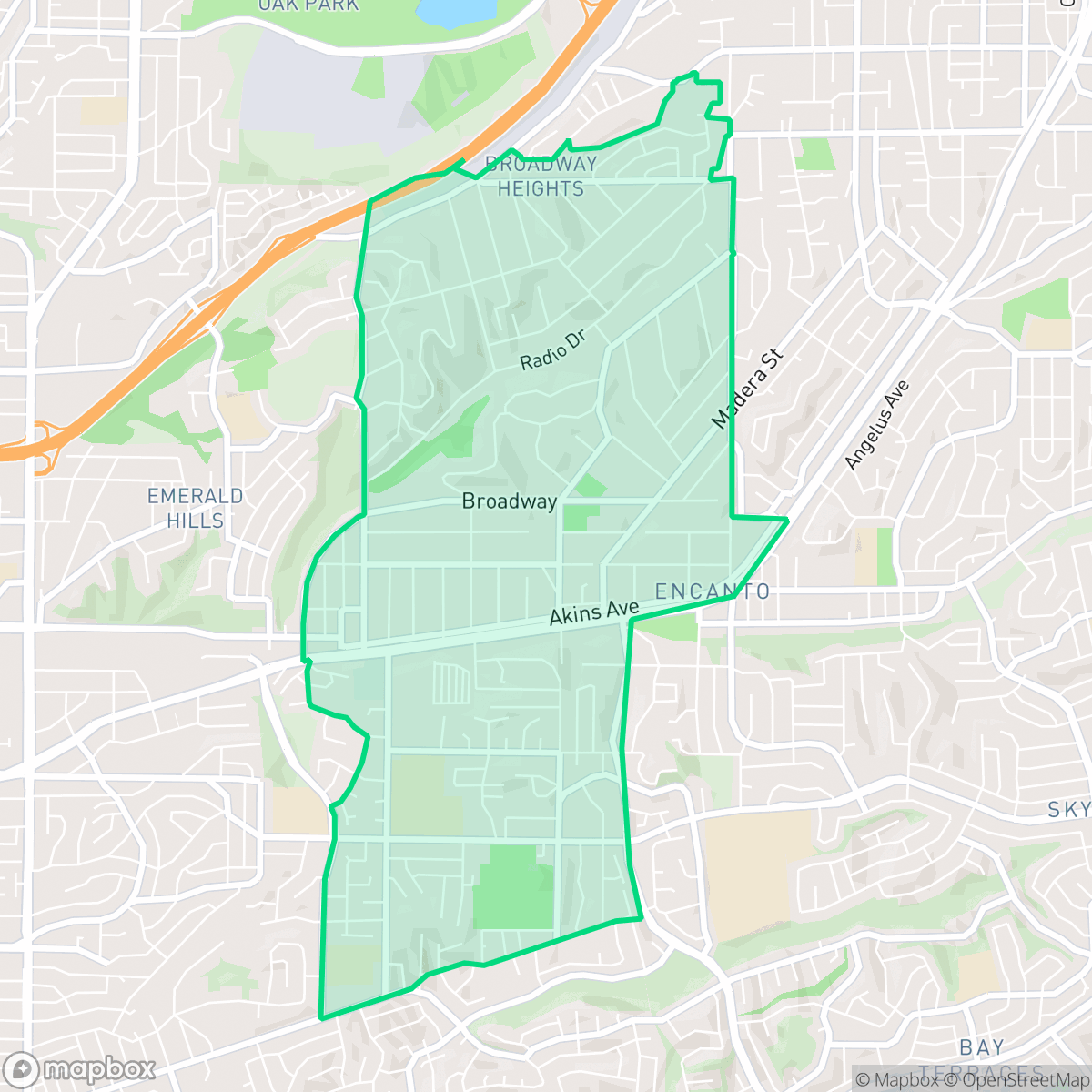 Map showing the location of Encanto, San Diego, CA