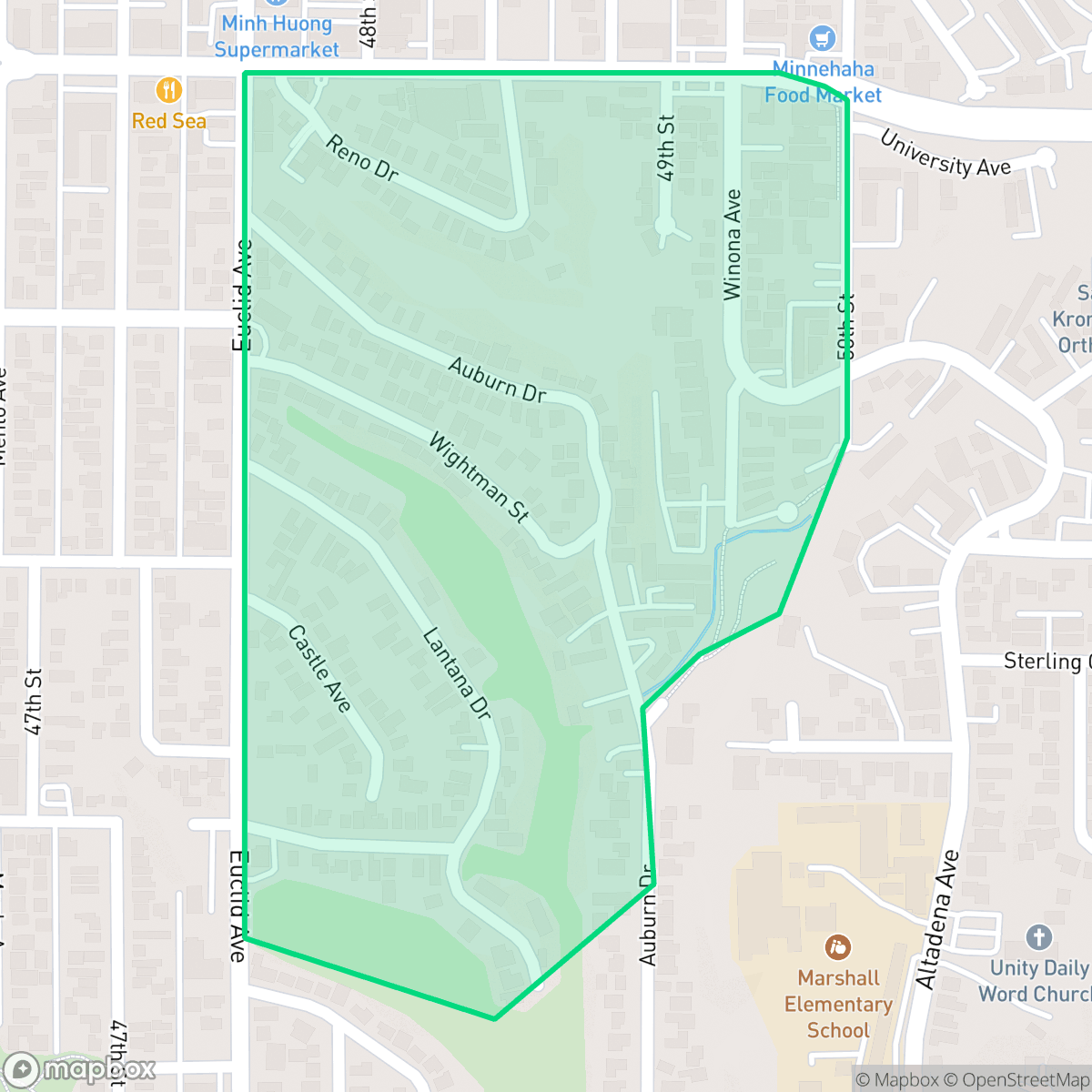 Map showing the location of Fox Canyon, San Diego, CA