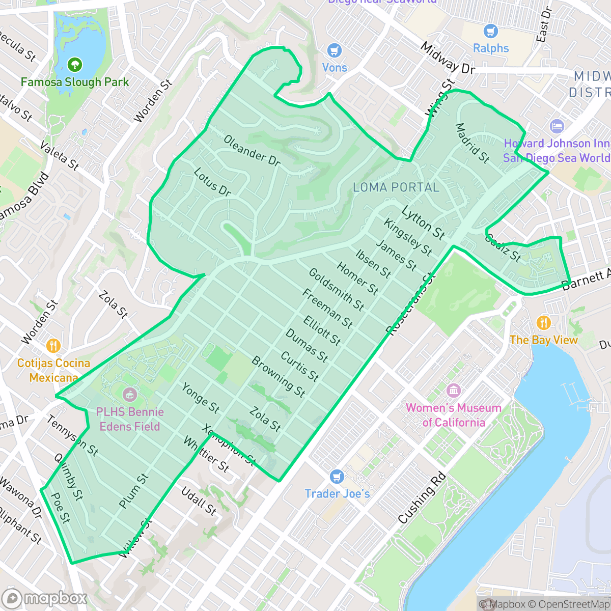 Map showing the location of Loma Portal, San Diego, CA