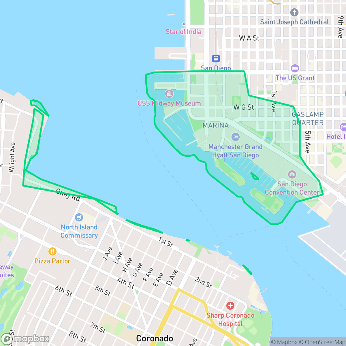 Map showing the location of Marina, San Diego, CA