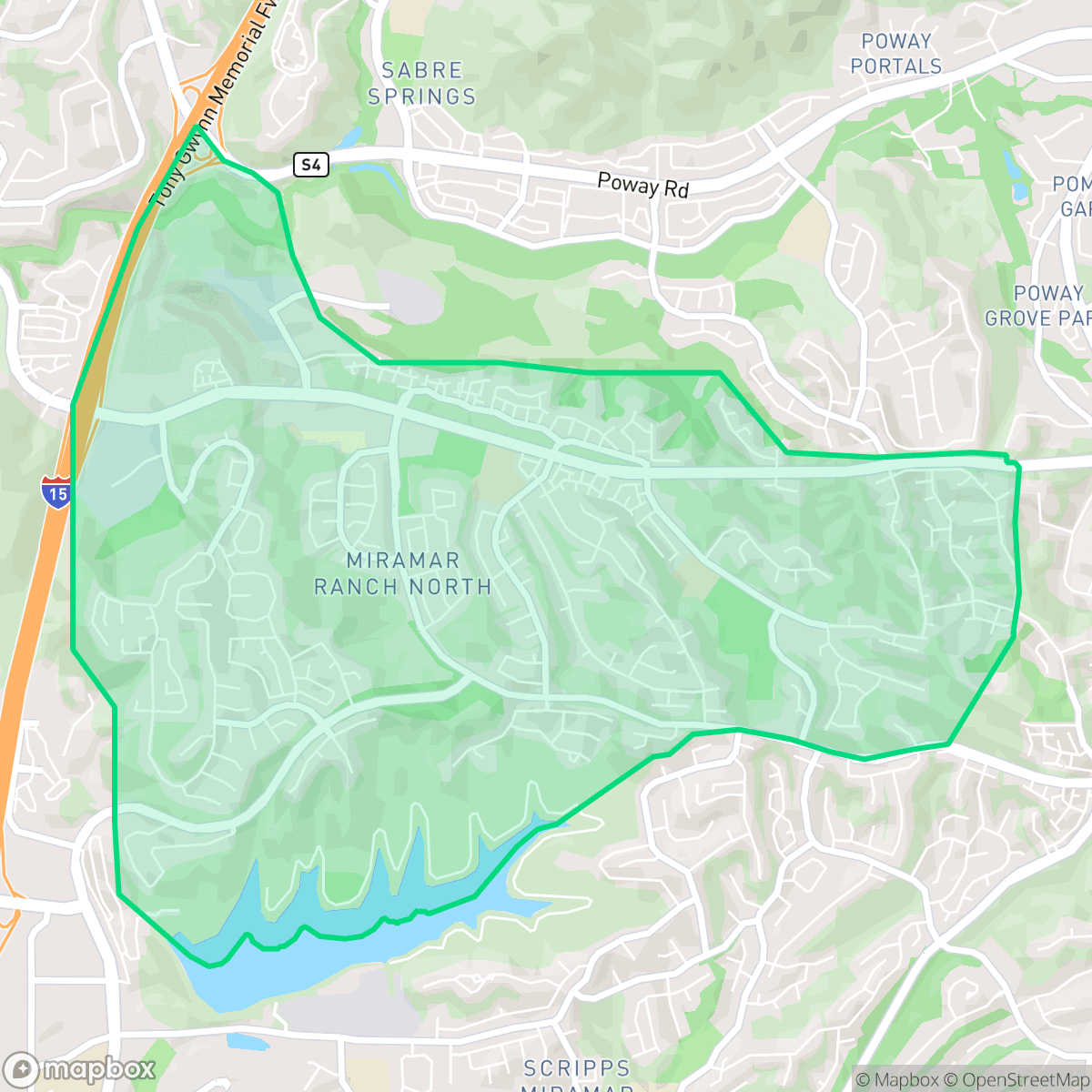 Map showing the location of Miramar Ranch North, San Diego, CA