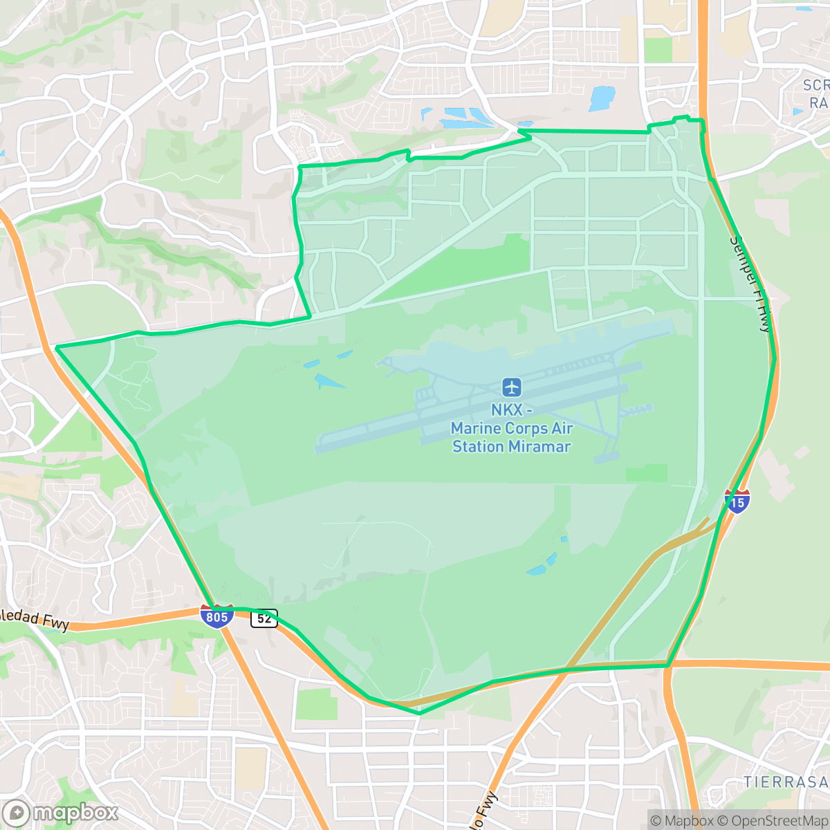Map showing the location of Miramar, San Diego, CA
