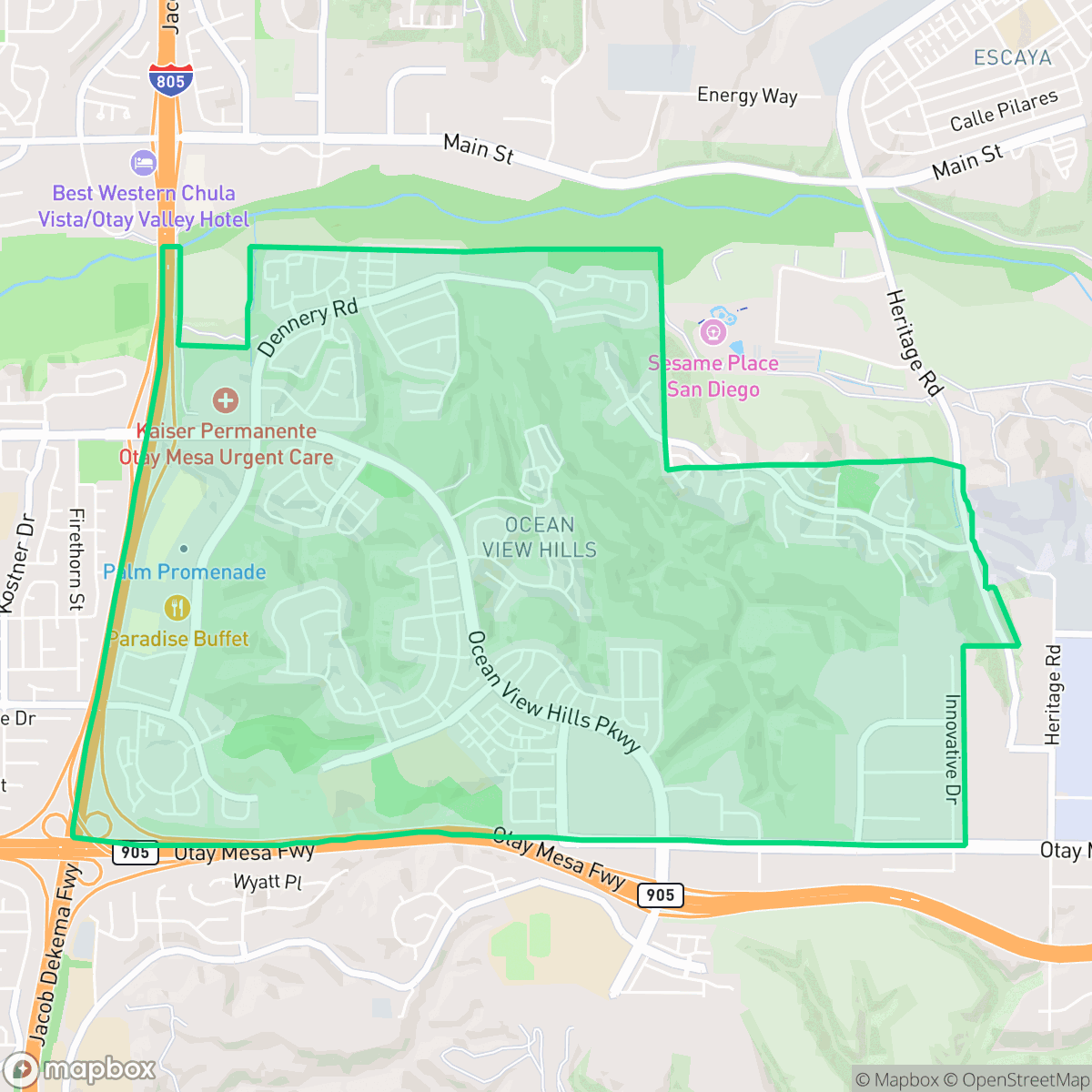 Map showing the location of Ocean Crest, San Diego, CA