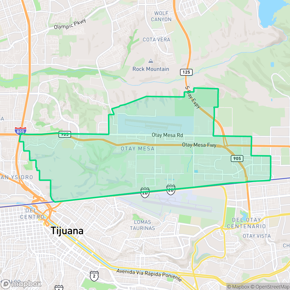 Map showing the location of Otay Mesa, San Diego, CA