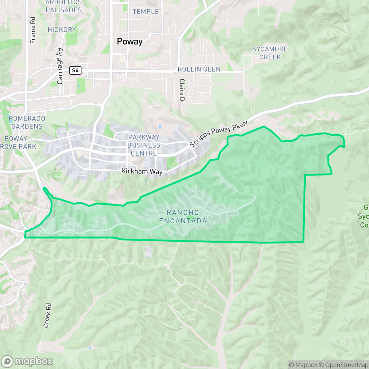 Map showing the location of Rancho Encantado, San Diego, CA