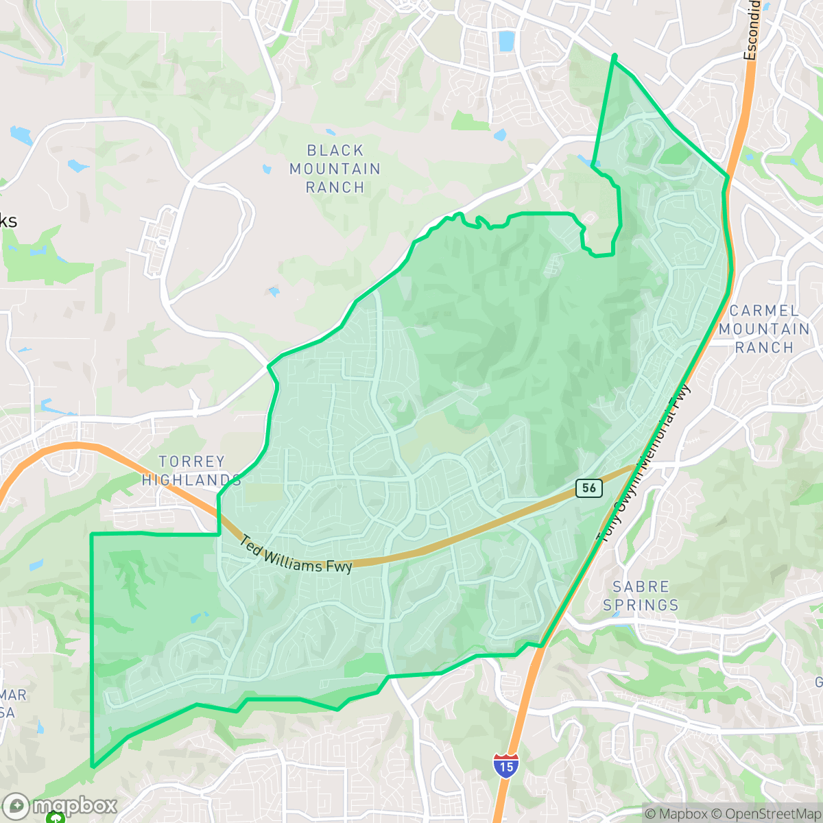 Map showing the location of Rancho Penasquitos, San Diego, CA