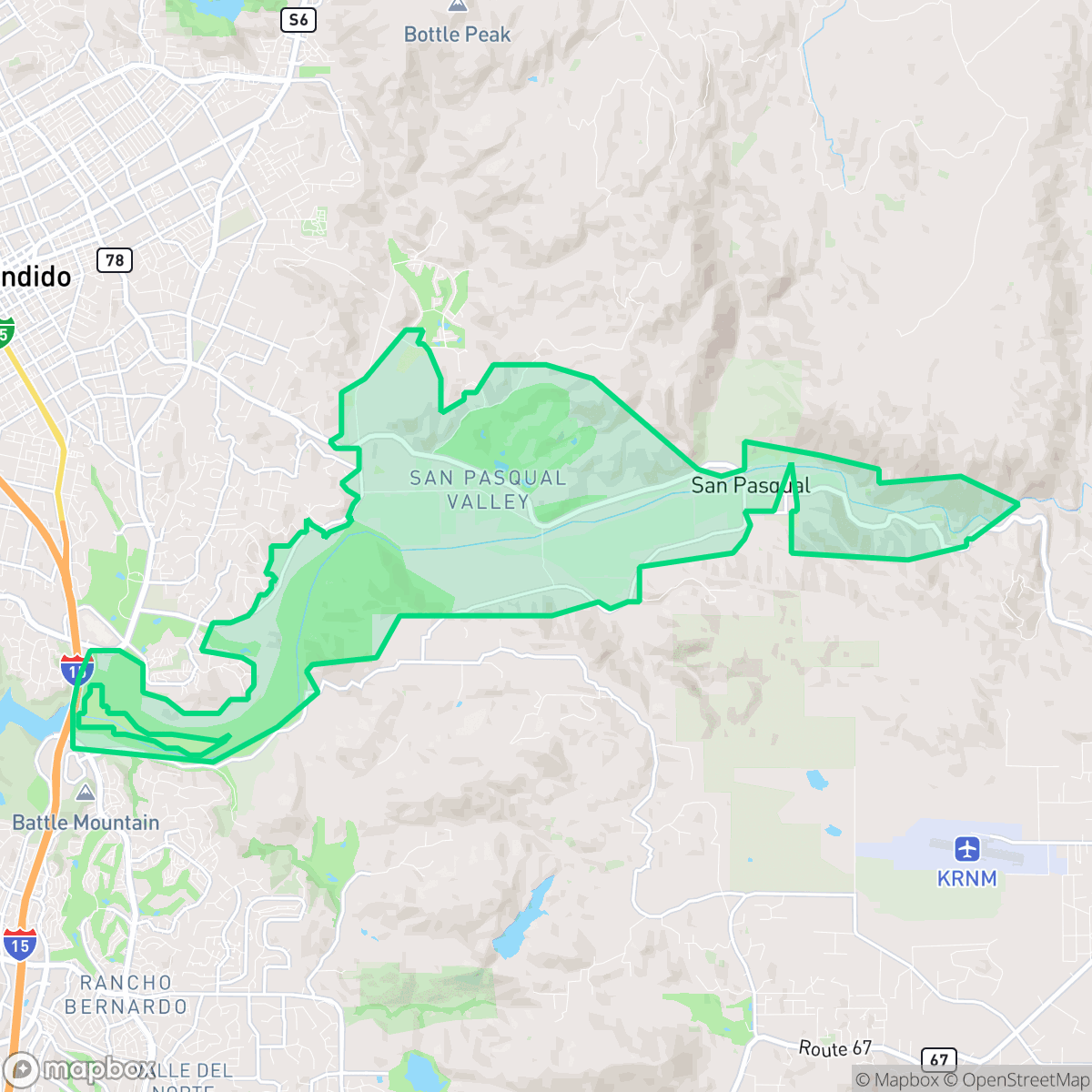 Map showing the location of San Pasqual, San Diego, CA
