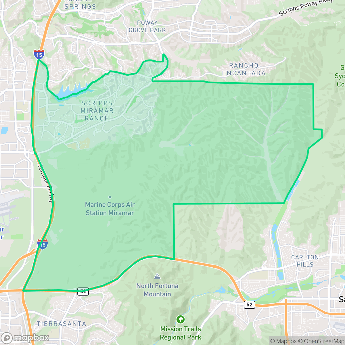 Map showing the location of Scripps Ranch, San Diego, CA