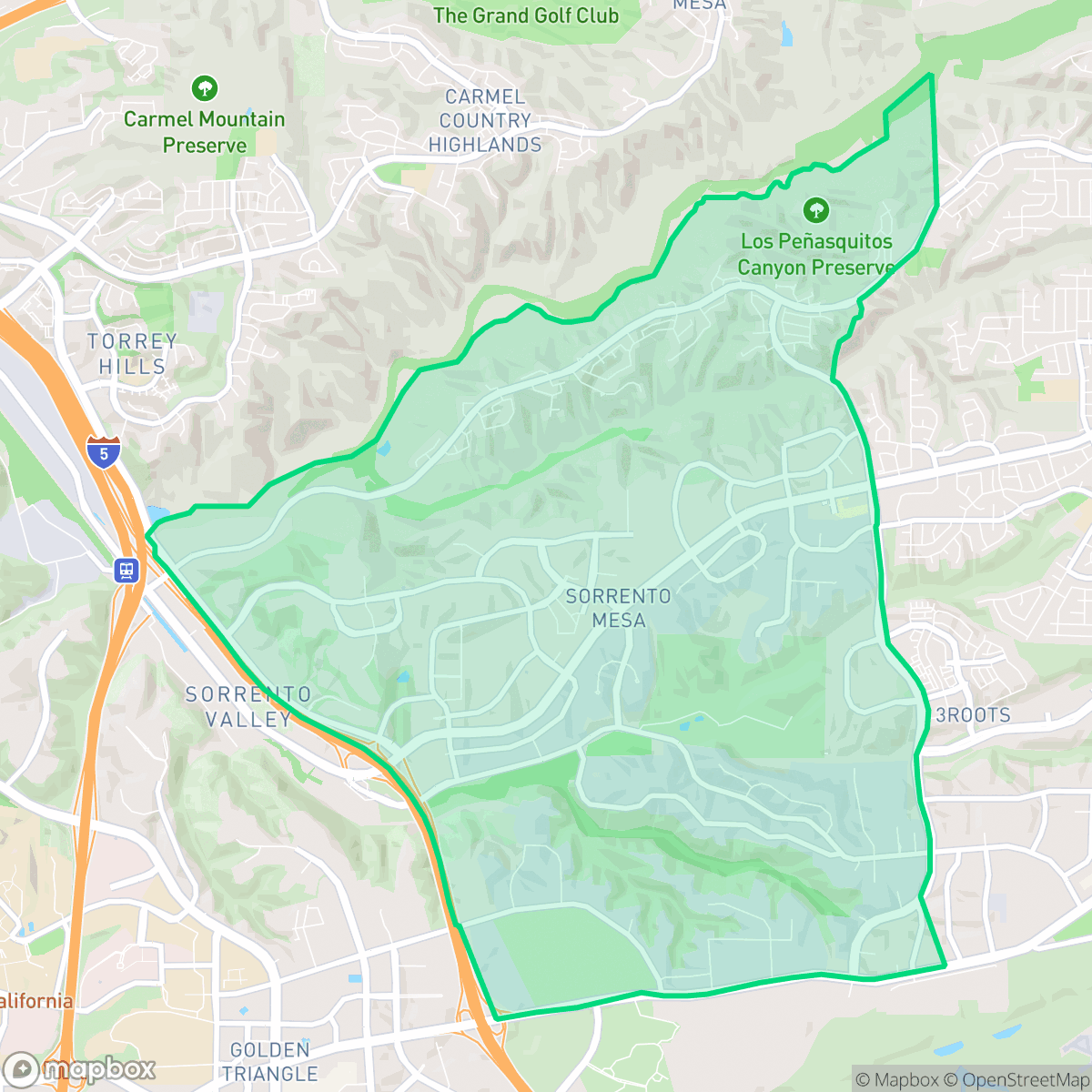 Map showing the location of Sorrento Valley, San Diego, CA